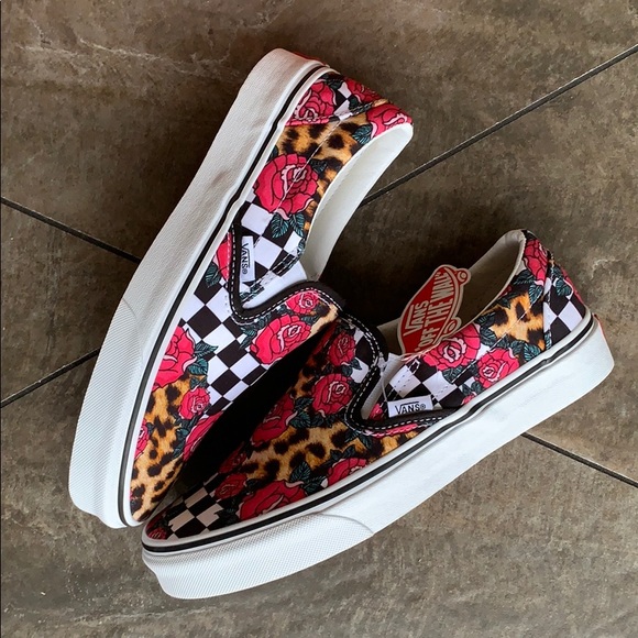 ••VANS CLASSIC SLIP ON ROSE/ANIMALCHCK TRWHT men’s - Picture 5 of 16